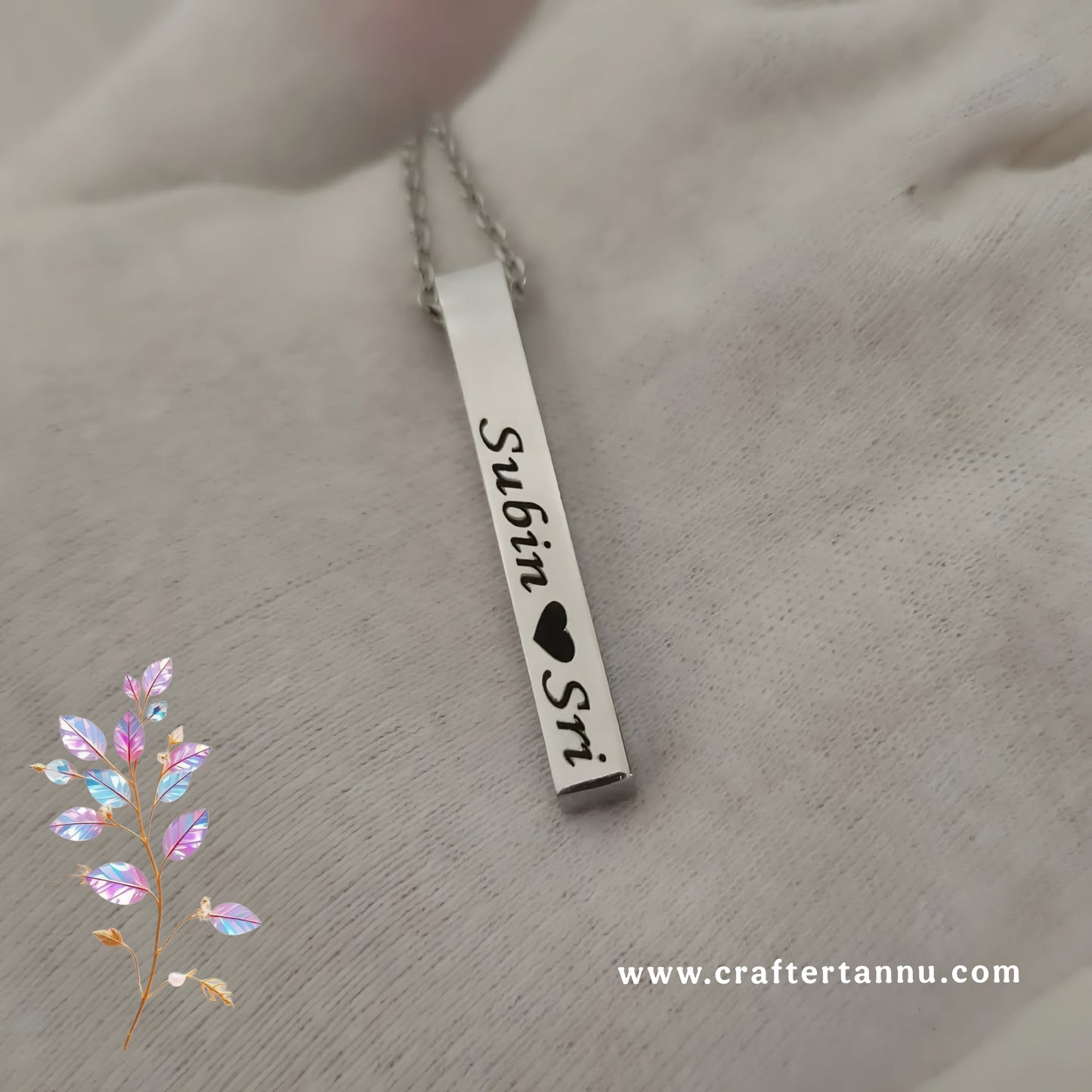 Customized Vertical Bar Name Necklace (Steel/Gold/Rose Gold/Black Finish)