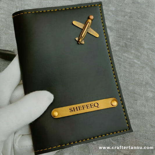 Passport Cover with Your Name & Airplane Charm