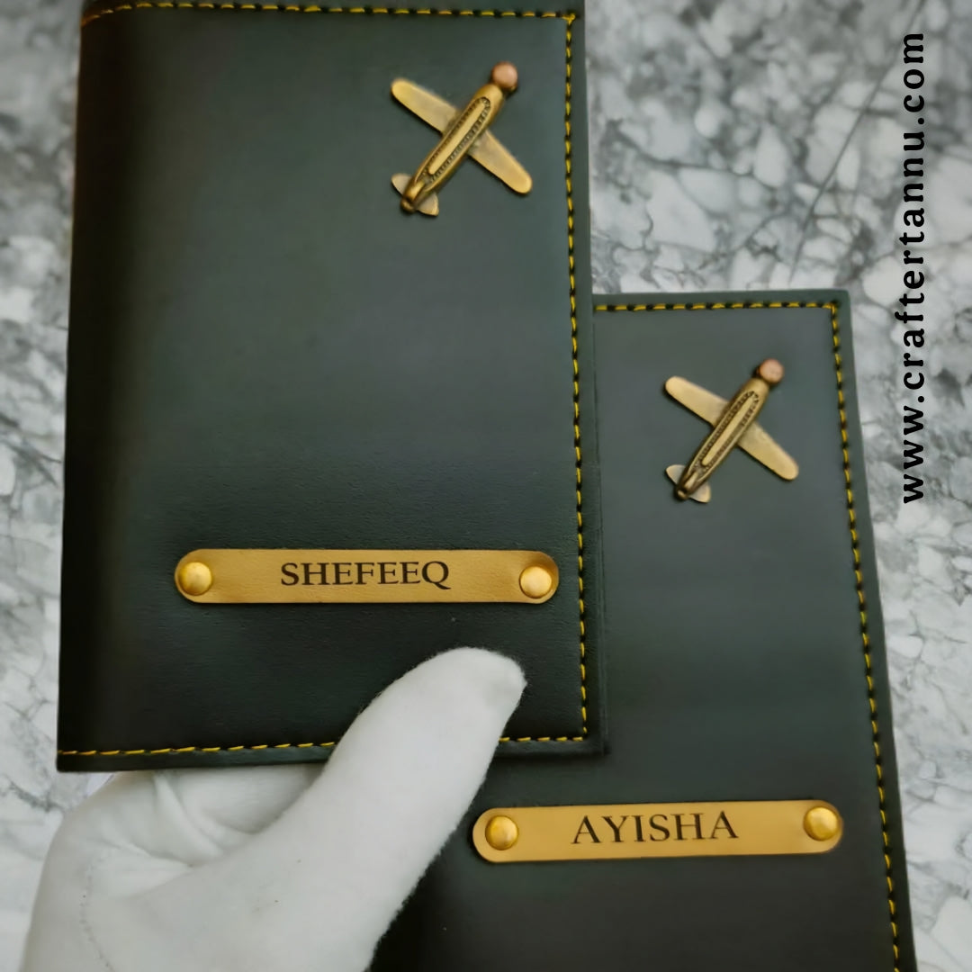 Passport Cover with Your Name & Airplane Charm