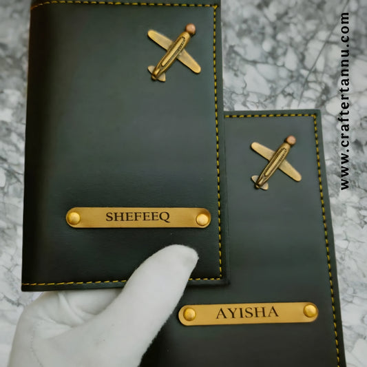 Passport Cover with Your Name & Airplane Charm